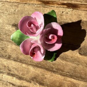 Vintage Cara Staffordshire English Bone China Rose‎ Bouquet Brooch Pin England